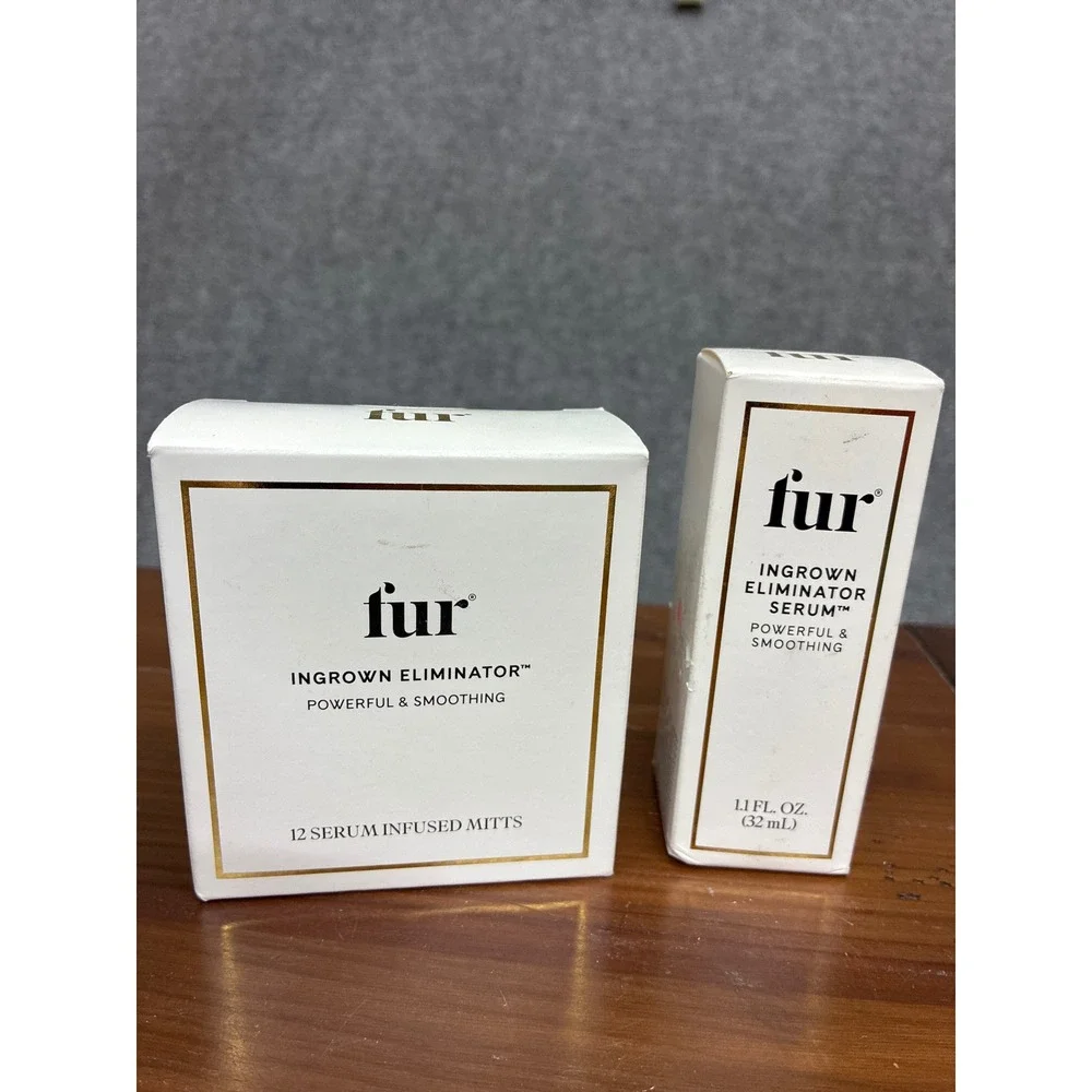 Fur Ingrown Eliminator Serum 1.1oz and 12 Serum Infused Mitts Set New in Box